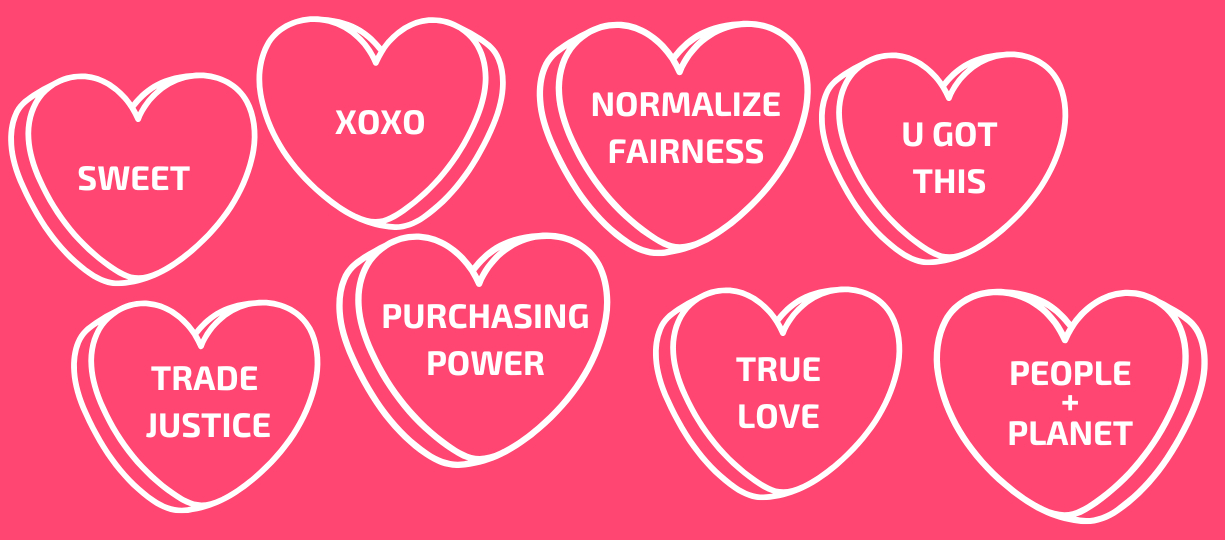 A medley of candy hearts reflect traditional messages like 